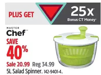 Canadian Tire Master chef 5l salad spinner offer