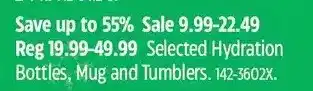 Canadian Tire Hydration bottles, mug and tumblers offer