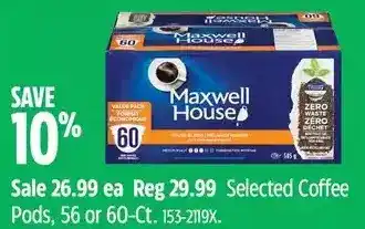 Canadian Tire Maxwell house coffee pods, 56 or 60-ct offer
