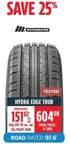 Canadian Tire Motomaster hydra edge tour offer
