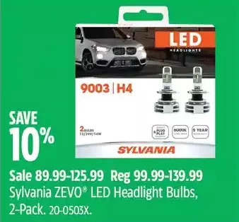 Canadian Tire Sylvania zevo led headlight bulbs, 2-pack offer