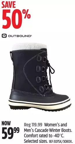 Canadian Tire Outbound women's and men's cascade winter boots. offer