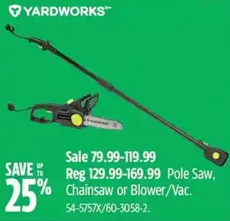 Canadian Tire Yardworks pole saw chainsaw or blower/vac offer