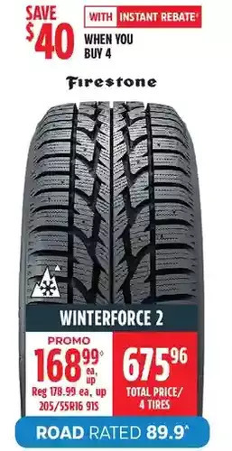 Canadian Tire Firestone winterforce 2 tires offer