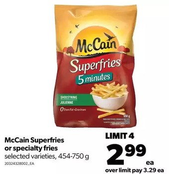 Real Canadian Superstore Mccain superfries or specialty fries offer