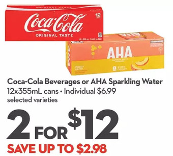 Longo's Coca-cola beverages or aha sparkling water offer