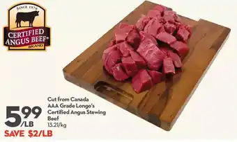 Longo's Longo's certified angus stewing beef offer