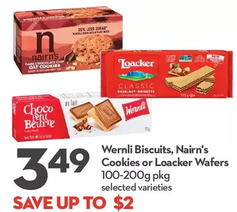 Longo's Wernli biscuits, nairn's cookies or loacker wafers offer