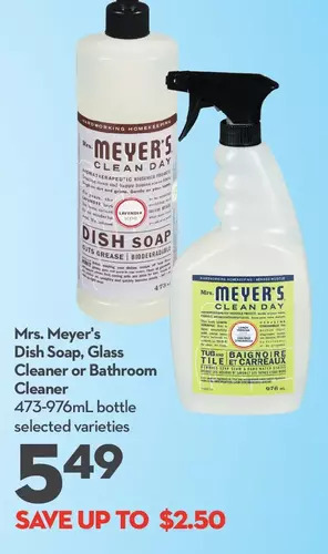 Longo's Mrs. meyer's dish soap, glass cleaner or bathroom cleaner offer