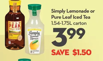 Longo's Simply lemonade or pure leaf iced tea offer