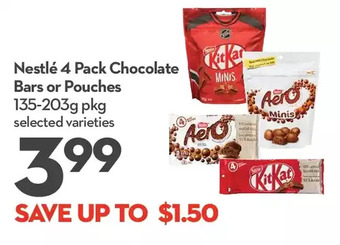 Longo's Nestle 4 pack chocolate bars or pouches offer