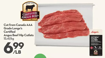 Longo's Cut from canada aaa grade longo's certified angus beef hip cutlets offer