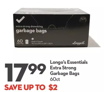 Longo's Longo's essentials extra strong garbage bags offer