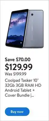 Walmart Coolpad tasker 10" 32gb 3gb ram hd android tablet + cover bundle | brand new (3667at) offer