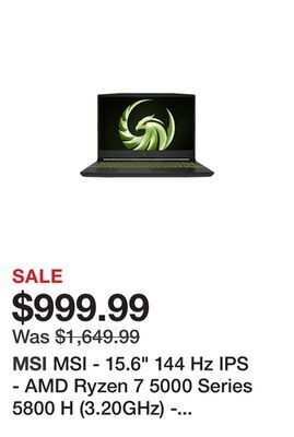 Newegg Msi - 15.6" 144 hz ips - amd ryzen 7 5000 series 5800 h (3.20ghz) - amd radeon rx 6600m - 16 gb ddr4 - 512 gb ssd - windows 1 offer