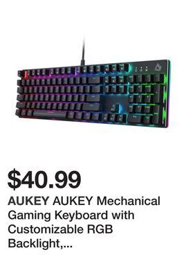 Newegg Aukey mechanical gaming keyboard with customizable rgb backlight, tactile & clicky red switches, 104-key anti-ghosting wired offer