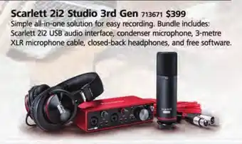 Long & McQuade Focusrite scarlett 2i2 studio 3rd gen w/mic and headphones offer