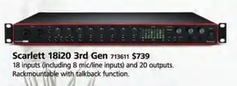 Long & McQuade Focusrite scarlett 18i20 3rd generation 18-in, 20-out usb audio interface offer