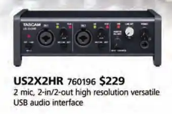 Long & McQuade Tascam us-2x2hr 2x2 usb-c audio/midi interface offer