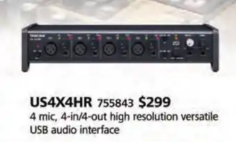 Long & McQuade Tascam us-4x4hr 4x4 usb-c midi audio interface offer