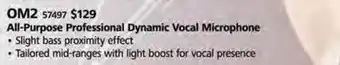 Long & McQuade Audix om2 handheld dynamic hypercardioid mic offer