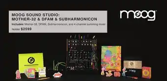 Long & McQuade Moog sound studio: mother-32, dfam and subharmonicon synthesizer bundle offer