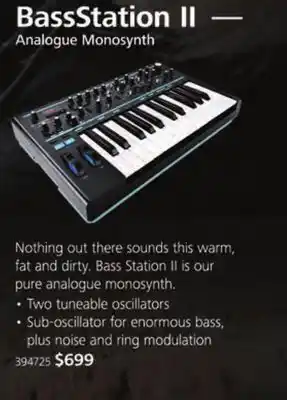 Long & McQuade Novation 25 key analog mono synthesizer offer