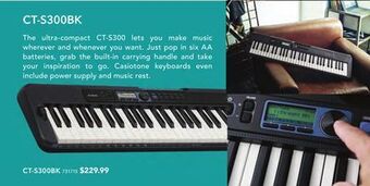 Long & McQuade Casio ct-s300 61-key portable keyboard, touch sensitive offer