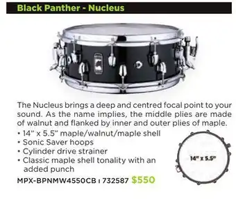 Long & McQuade Mapex black panther nucleus 14x5.5'' maple/walnut snare offer