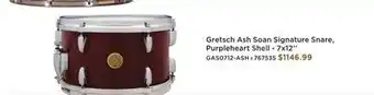 Long & McQuade Gretsch drums ash soan signature snare, purpleheart shell - 7x12'' offer