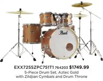 Long & McQuade Pearl export exx 5-piece drum kit with hardware and zildjian cymbal pack - limited edition aztec gold offer