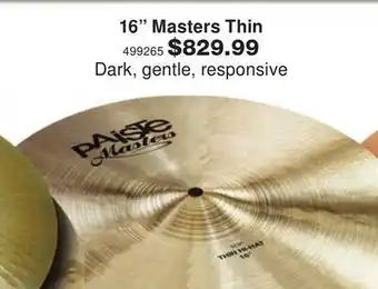 Long & McQuade Paiste 16 inch masters thin hi-hat offer