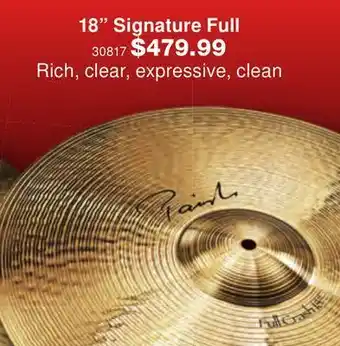 Long & McQuade Paiste signature 18 inch crash offer