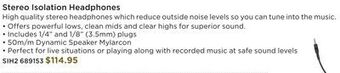 Long & McQuade Vic firth sih2 stereo isolation headphones offer