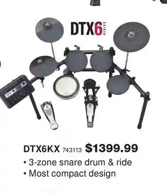 Long & McQuade Yamaha dtx6k-x 5-piece electronic kit with xp80 3-zone snare offer