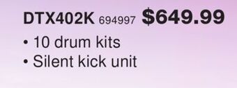 Long & McQuade Yamaha dtx402k electronic drum kit offer