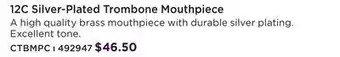 Long & McQuade Carlton trombone mouthpiece 12c offer