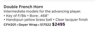 Long & McQuade Carlton double french horn - geyer wrap - lacquered finish offer