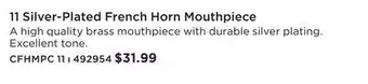 Long & McQuade Carlton french horn mouthpiece - 11 offer