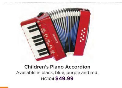 Long & McQuade Carlton children's piano accordion offer