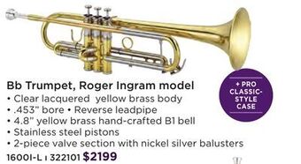 Long & McQuade Xo professional brass 1600i-l roger ingram professional bb trumpet - lacquer finish offer