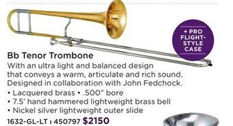 Long & McQuade Xo professional brass 1632gl-lt fedchock bb trombone - yellow-brass bell offer