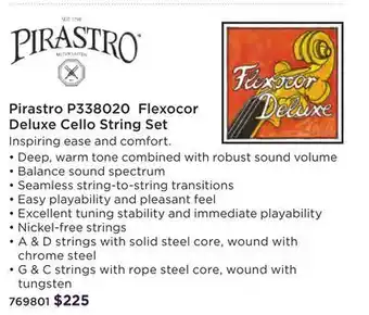 Long & McQuade Flexocor deluxe 4/4 cello string set offer