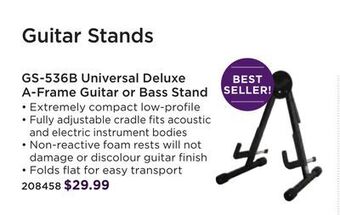 Long & McQuade Yorkville deluxe universal folding a-style guitar stand offer