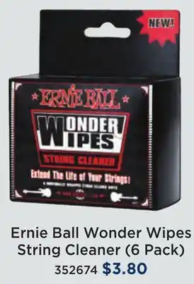 Long & McQuade Ernie ball wonder wipes string cleaner (6 pack) offer