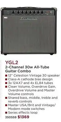 Long & McQuade Traynor guitarmate 2-channel 30 watt all-tube guitar combo offer