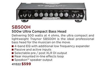 Long & McQuade Traynor 500 watt - 4 ohm micro head offer