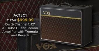 Long & McQuade Vox ac15c1 - 15 watt 1x12 tube combo offer