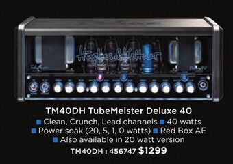 Long & McQuade Hughes & kettner tubemeister deluxe 40 head offer