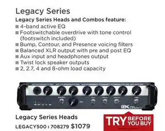 Long & McQuade Gallien-krueger 500 watt ultralight bass head offer